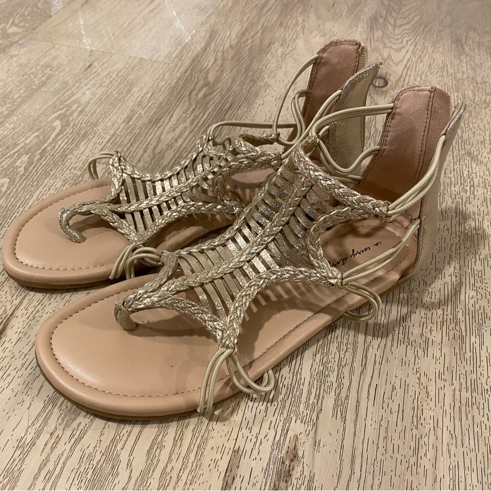 Penningtons Strappy Gold Sandals for Wide Feet